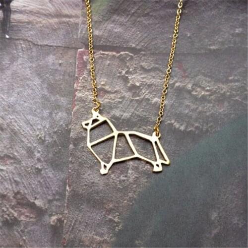 Fashion unique cute Origami Sheltie Sheepdog Pendant Choker Necklace for women girls delicate Christmas gift Jewelry
