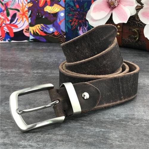 Stainless Steel Belt Buckle Luxury Leather Belt Men Super Thick Ceinture Men Belt leather genuine Mens Belt Wide Riem SBT0010