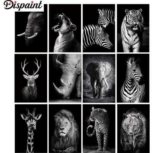 Dispaint Full Square/Round Drill 5D DIY Diamond Painting "Animal ink painting" 3D Embroidery Cross Stitch 5D Home Decor Gift