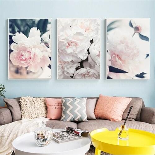 Pink Peony Posters and Prints Love Wall Art Flowers Canvas Painting Nordic Tableau Mural Living Room Home Wall Decor Picture