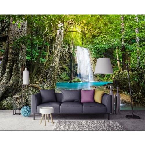 Mural Photo wall mural wallpaper mountain stream 3D landscape painting green background wall wallpaper for walls 3D ceiling