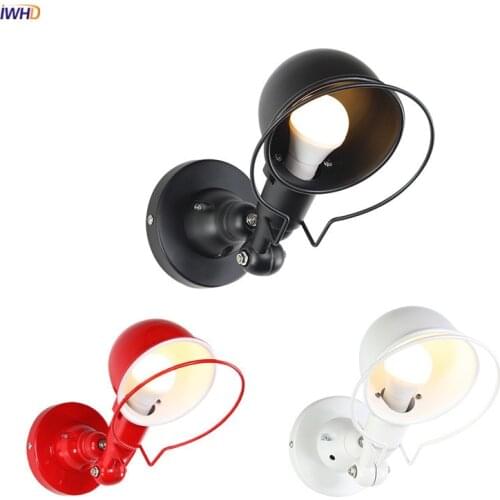 IWHD American Country Retro Wall Light Bedroom Bathroom Stair Iron Metal Loft Style Vintage Wall Lamp Sconce Lamparas De Pared