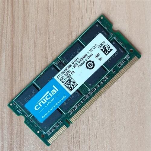 Crucial memoria DDR2 4GB 800MHz 6400s rams SODIMM DDR2 200PIN 6400S 4GB 800MHZ Laptop memory use for notebook ram 1.8V