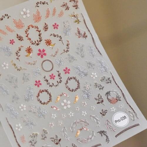 1Pc Nail Art Transfer Stickers Embossed colored leaves 3D Design Manicure Tips Decal Decorations High Quality Hot Selling