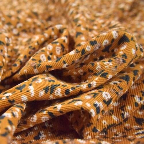 Half Meter Ginger Little Flower Print Cotton Corduroy Fabric For Autumn Winter Overcoat Dress Trousers Girls Garment T1497