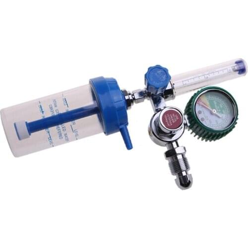 Buoy Type Gas Regulator Air Flowmeter Gauge with Humidifier Bottle Pressure Reducing Val-ve Flow Meter G-5/8 Male Thread