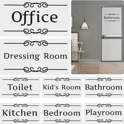 Kitchen Bathroom Bedroom Playroom Office Entrance Sign Door Stickers Vinyl Wall Art Toilet Entrance Sign Door Stickers Home Deco