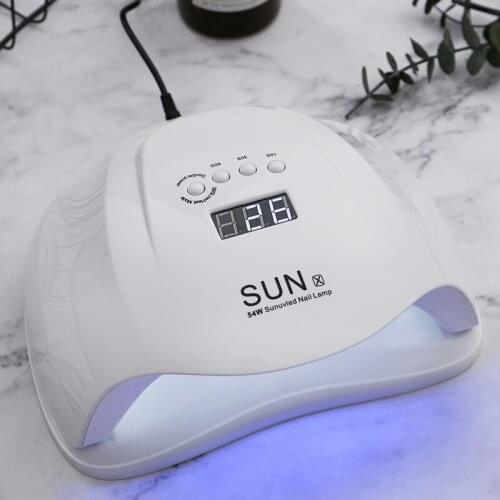 SUN X 54W Nail Dryer UV LED Nail Lamp Gel Polish Curing Lamp with Bottom 10s/30s/60s/99s Timer LCD Display Lamp for Nail Dryer
