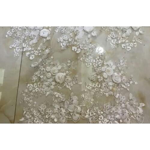 Flower design high quality net lace Latest 3D flower embroidered tulle lace fabric J-397
