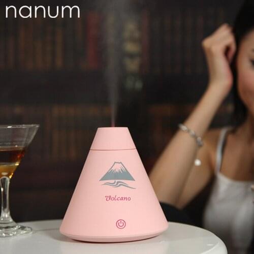 Mini Volcano USB Ultrasonic Humidifier with Colorful LED Light Essential Oil Aroma Diffuser for Office Car Air Purifier
