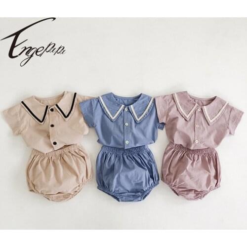 Engepapa Infant Baby Boys Girls Clothing Suit Cotton Short Sleeve Shirt+Shorts Summer Toddler Baby Boys Girls Clothing Sets