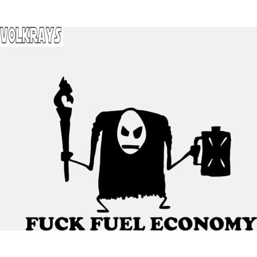 Volkrays Personality Car Sticker Fuel Economy Accessories Reflective Waterproof Sunscreen Vinyl Decal Black/Silver,8cm*13cm