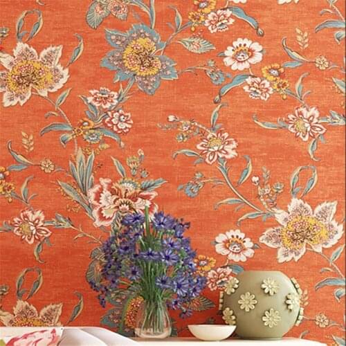 Wellyu American rustic style wallpaper light luxury big flower living room retro nostalgic TV background wall paper