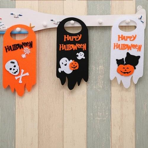 Happy Halloween Pumpkin Door Hanging Tag 3 Styles Black Cat Ghost Tag Kids Favor Trick Or Treat Happy 2021 Halloween Party Decor