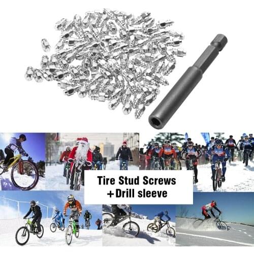 100 Pcs Stud Screw 9mm + 1 Pc Drill Sleeve Auto Car SUV ATV Anti-Slip Screw Stud Wheel Tyre Snow Tire Spikes Trim