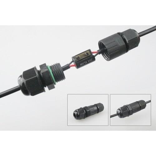 2 core Waterproof Connector IP68 Straight 2 pin Joint for 3-5.3mm diameter cable