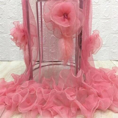 2020 pink New Designs African 3d flower Lace Fabric High Quality Lace Material French Embroidered Tulle Lace Fabric With stones