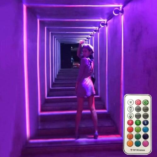 360 Degree LED Wall Light Window Sill Door Frame Wall Lamp With Remote Hotel Bar Shop Corridor Aisle 10W RGB Beam Ray Line Lamps