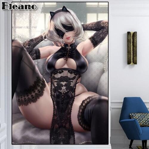 3D Poster and Prints Girl Bedroom Decoration Poster De Anime Posters Sexy Black Lace Sexy Woman Canvas Pictures Bedroom Decor