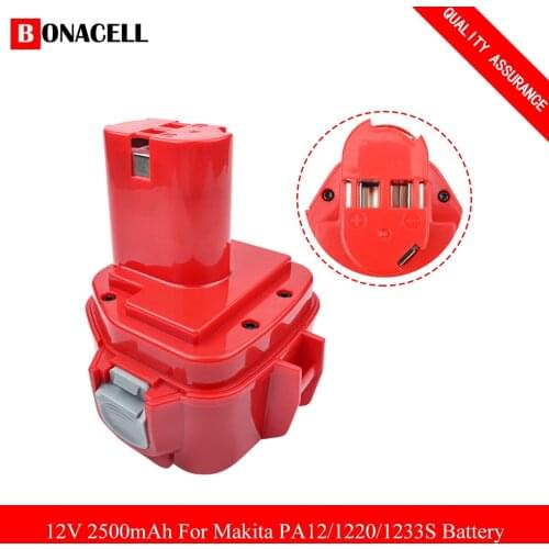 Bonacell For Makita 12V 2500mAh NI-MH Rechargeable Battery Power Tools Bateria PA12 1220 1222 1235 1233S 6217D L70