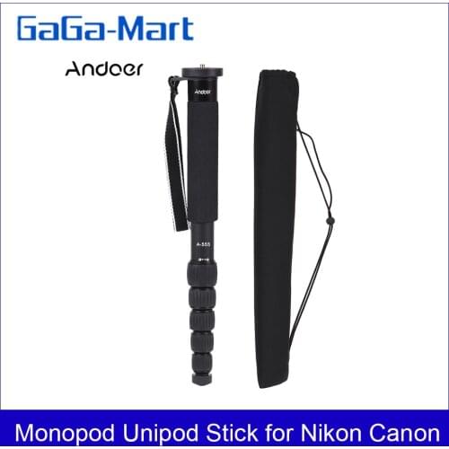 Andoer A-555 6-Section Compact Portable Photography Aluminum Alloy Monopod Unipod Stick for Nikon Canon Sony Pentax Camera Max
