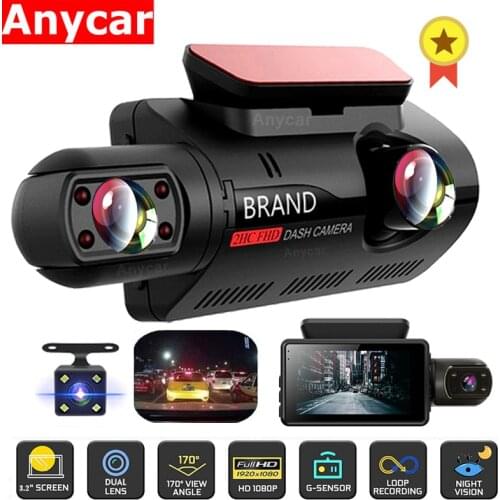 FHD Car DVR Camera Dash Cam Dual Record Hidden Video Recorder Dash Camera 1080P Night Vision Parking Monitoring G-sensor DashCam
