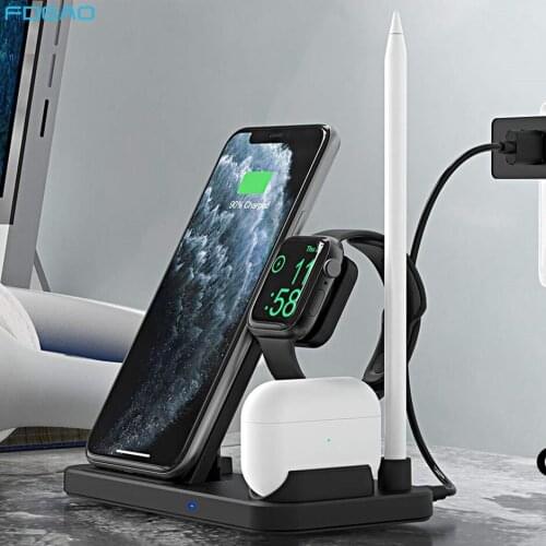 FDGAO Qi Wireless Charger Base Stand For iPhone 11 XS XR X 4 in 1 Fast Charging Dock Station For Apple Watch 5 4 3 2 Airpods Pro