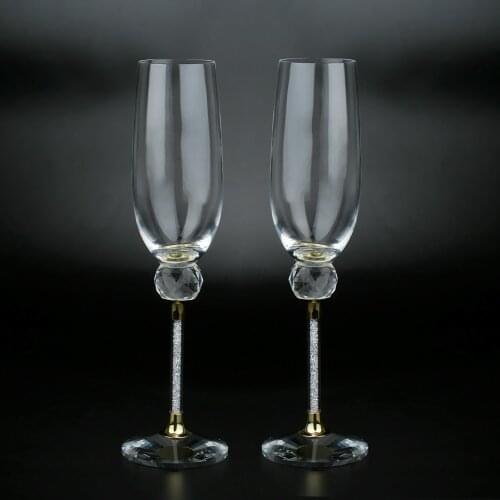 2019 New Arrival Wedding Champagne Glasses Crystal Ball Decorated Wine Goblet New Year Gift Cup Home Wine Chiller Decoration