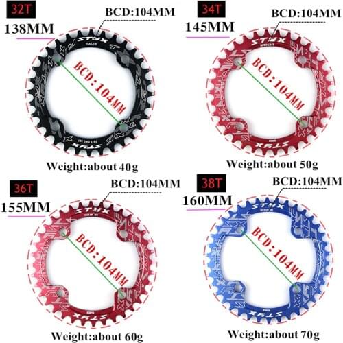 Chain Wheel Red Black Blue 32T 34T 36T 38T Durable Chainwheel Teeth Black For Motor Electric Mountain Bike Accessories