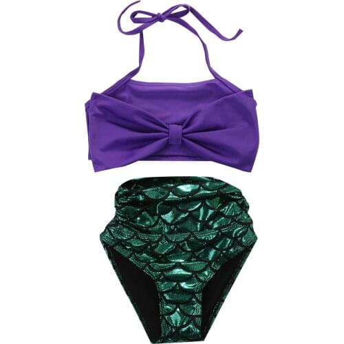 Summer Toddler Girls Kid Mermaid Swimmable Bikini Swimwear Swimsuit Swimming Costume Children Clothing Set
