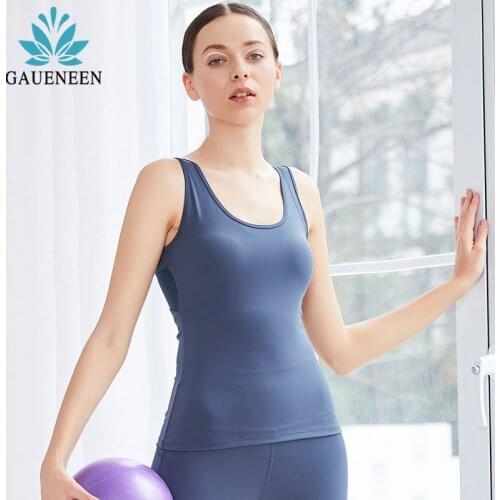 GAUENEEN Women Sports Tank Tops Quick Dry Fitness Yoga Vest Sportswear Running Athletic Push Up Tank Camis With Removable Pads