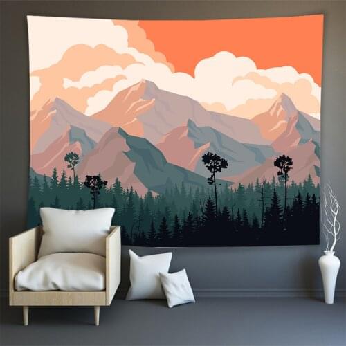 Hippie Wall Carpet Psychedelic Tapestry Forest landscape pattern Tapestry Wall Hanging Dorm Decor Art Wall Tapestry