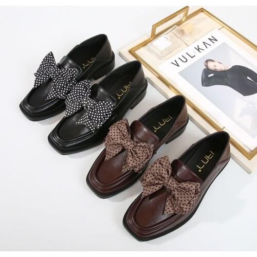 One-Legged Small Leather Shoes Womens Heel Shoes Comfortable Soft Bottom All-match Square Head Large Size Fat Wide