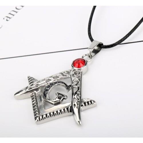 Fashion Jewelry Freemasonry Masonic Letter G Pendant Necklace Silver Plated Metal Vintage Alloy Necklace for Women and Men -30