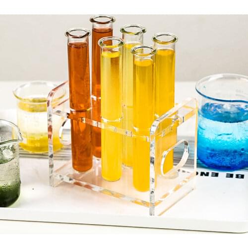 Glass Test Tubes and Acrylic Tube Rack Set, 6/12 Place Tube Rack in Acrylic Suitable for Tubes of Dia.≤20mm