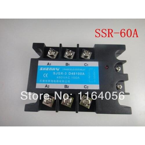 1Pieces SSR-60A 60A 480VAC Three Phase 3 Phase DC AC Solid State Relay Brand New