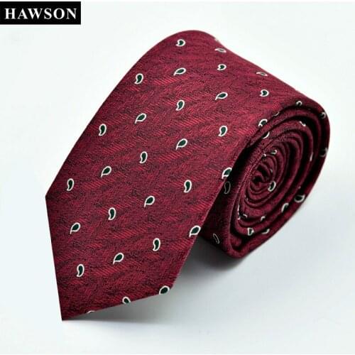 HAWSON New Jacquard Woven Tie For Men Business Wedding Classic Neck Ties Fashion Polyester Slim Mens Necktie For Suit 7cm Width