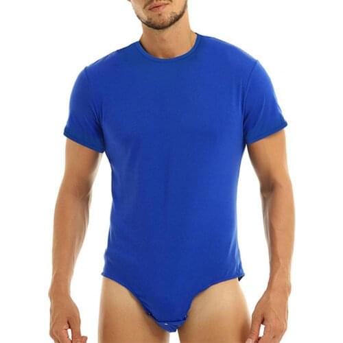 Mens Bodysuit Pajamas Sexy Men Adults Bodysuit Men Short Sleeve Slim Romper Male O Neck One Piece Nighty Bodysuit Men Leotard