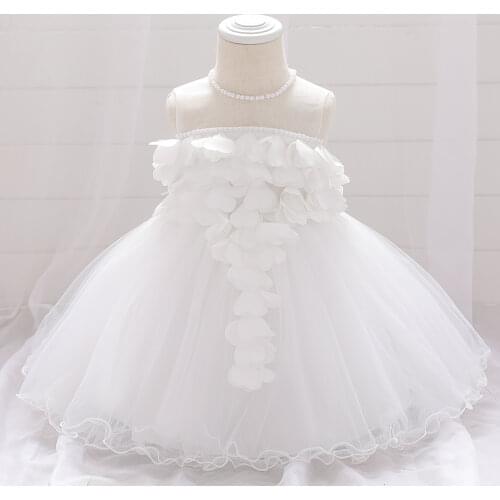 Heart Beading sweet Christening Princess Toddler Birthday Party Ball Gown Baby Girl Summer Dress Newborn Children Baptism 1 Year