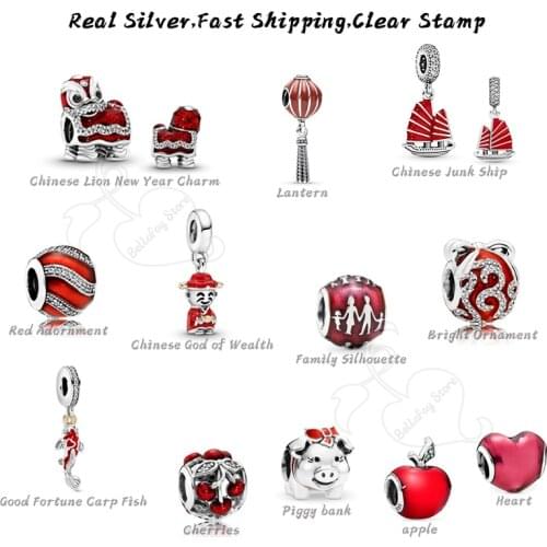 Real 925 Sterling Silver Lantern Charms Heart Beads Bracelet Fish Pendants For Jewelry Making Women Necklaces Decoration