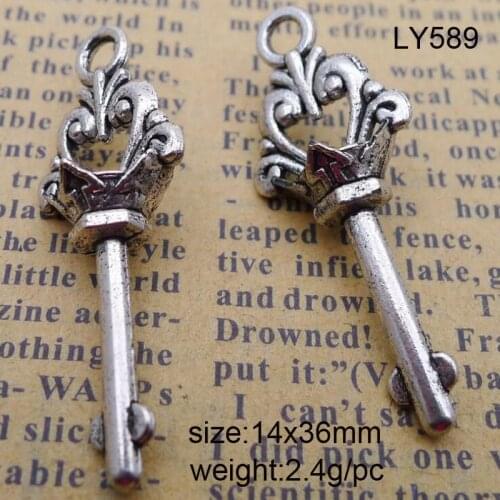 25PCS 14*36mm Antique Silver Plated Alloy Heart Key Charms Pendants High Quality Diy Jewelry Accessories