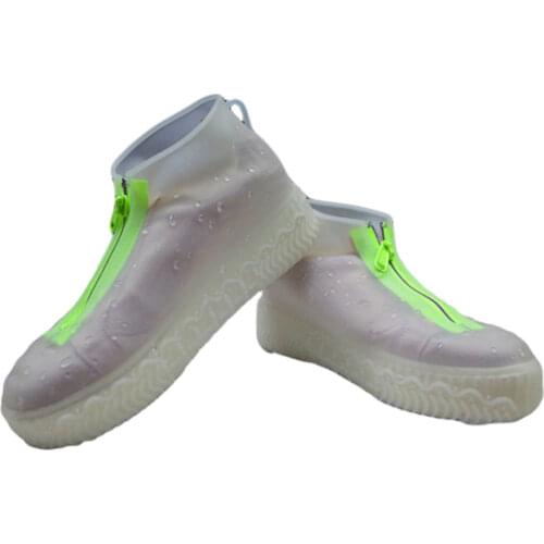 Durable Reusable Folding Not-Slip Silicone Rain Shoe Covers 1 Pair Waterproof Shoe Covers With Zipper Outdoor Shoe Protectors