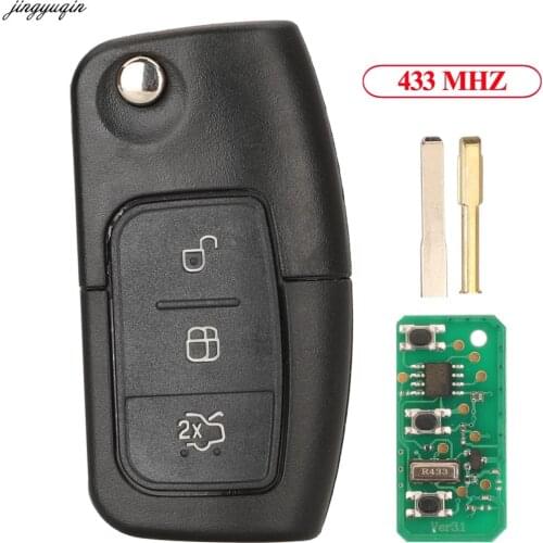 Jingyuqin 5pcs Remote Control Car Key 433MHZ ASK For Ford Focus B-Max C-Max S-Max Eco Sport Fiesta Galaxy Mondeo 3BTN HU101/FO21