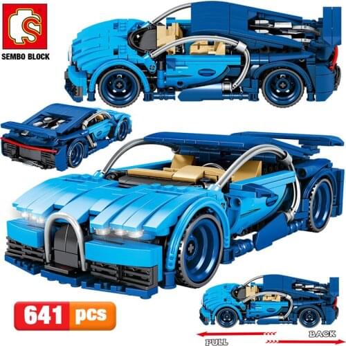 SEMBO 641pcs City Creator Pull Back Mechanical Vehicle Building Blocks Electric Racing Car MOC Model DIY Bricks Toy For Children