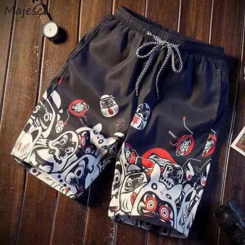 Men Board Shorts Male Quick-dry Drawstring Korean Style Printed Chic Loose Casual Harajuku Fashion Soft Ulzzang Teens Colorful