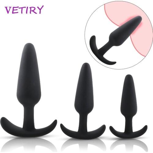 VETIRY Silicone Dildo Butt Plug Anal Plugs Unisex Sexy Stopper 3 Different Size Adult Sex Toys for Men Women Trainer Massager