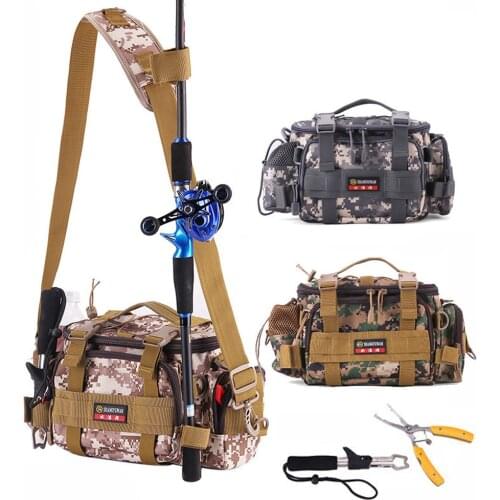 Large Fishing Bags Military Tactics Camouflage Pockets 1000D Shoulder Bag Waist Case Outdoor Waterproof Climbing Riding Sports