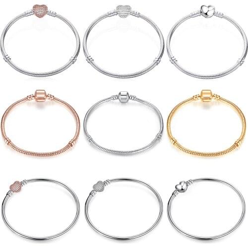 High Quality Fit Pan Brand Charms Bracelets DIY Beads Fine Base Bracelet for Women Jewelry Original Bangle Pulseira Girl Gift