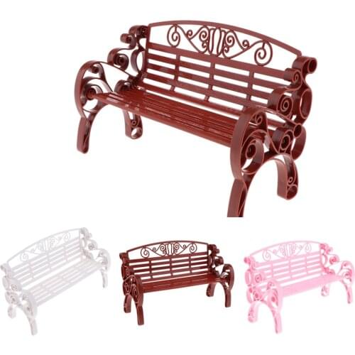 1/6 Miniature Dollhouse Park Bench Outdoor Seat Patio Porch Balcony Decor