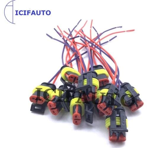 10 Pieces Waterproof Male Electrical Connectors Plug 2-Pin Way With Wire For Car Motorcycle Scooter Marine